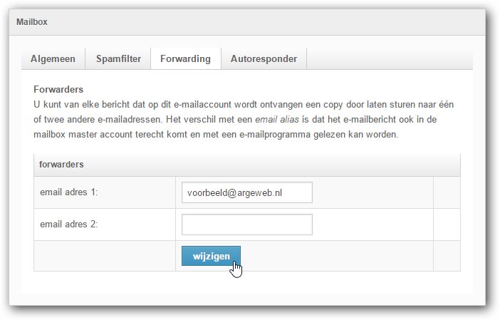 forwarding op mailbox instellen