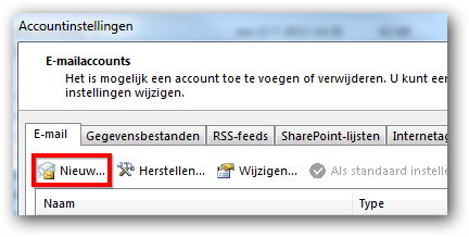 nieuw account toevoegen